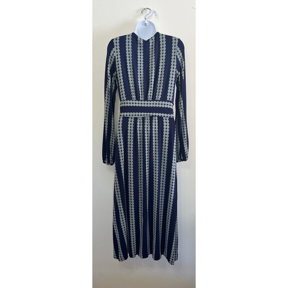 Boden Hayden Jersey Midi Dress Navy Blue Gray Stripe Dot Print Size US 8 - Picture 3 of 12